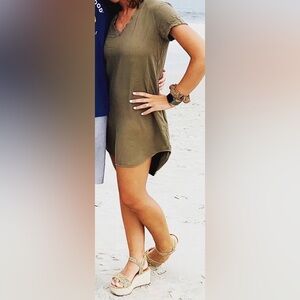 Chic Olive Green Tunic Dress